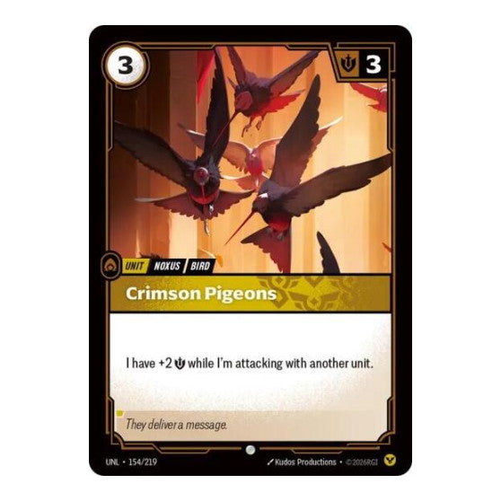 Crimson Pigeons (UNL) #154/219 Common Unleashed Riftbound: League of Legends Trading Card Game: 2026