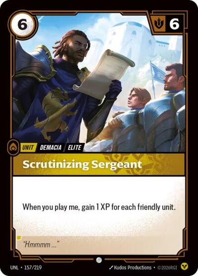 2026 Riftbound League of Legends Trading Card Game: Unleashed (UNL) - Scrutinizing Sergeant (#157/219, Common) (Foil, Near Mint)