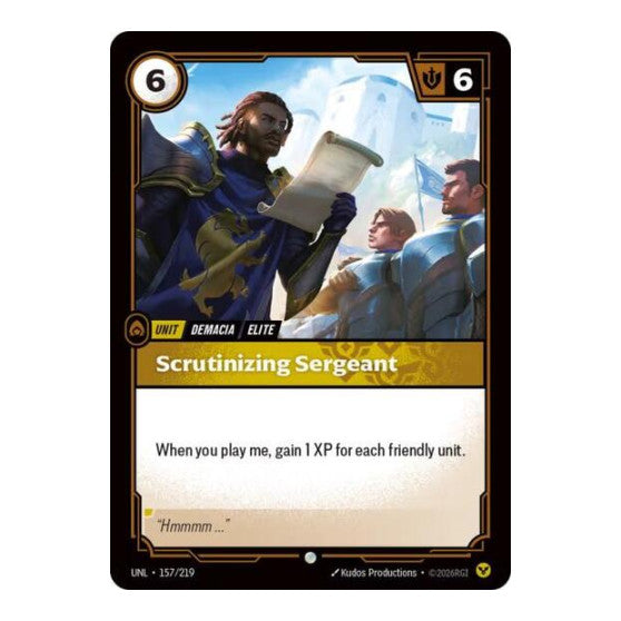 Scrutinizing Sergeant (UNL) #157/219 Common Unleashed Riftbound: League of Legends Trading Card Game: 2026