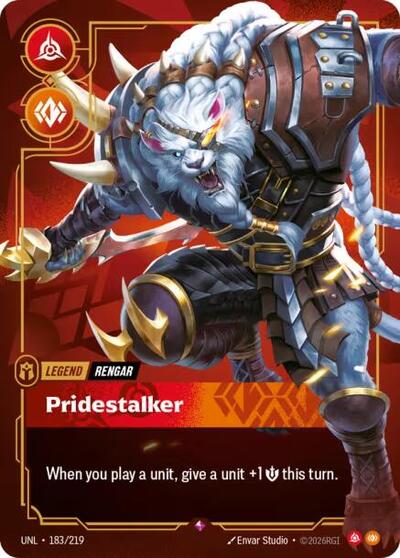 Rengar - Pridestalker (UNL) #183/219 Rare (Foil Near Mint) Unleashed Riftbound: League of Legends Trading Card Game: 2026