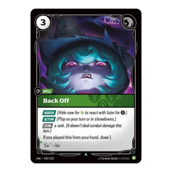 Back Off (UNL) #042/219 Uncommon Unleashed Riftbound: League of Legends Trading Card Game: 2026
