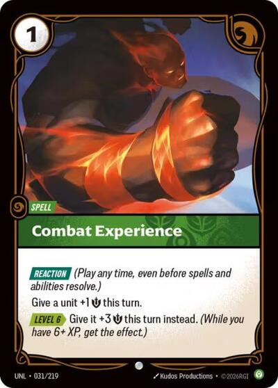 2026 Riftbound League of Legends Trading Card Game: Unleashed (UNL) - Combat Experience (#031/219, Common) (Foil, Near Mint)