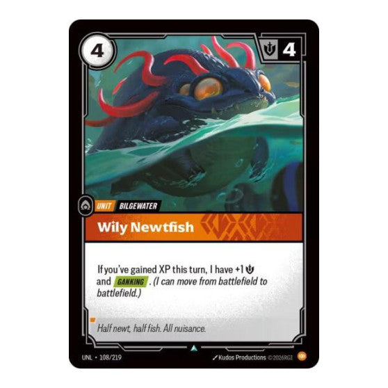 Wily Newtfish (UNL) #108/219 Uncommon Unleashed Riftbound: League of Legends Trading Card Game: 2026