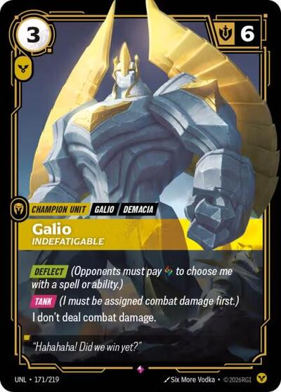 Galio - Indefatigable (UNL) #171/219 Rare (Foil Near Mint) Unleashed Riftbound: League of Legends Trading Card Game: 2026