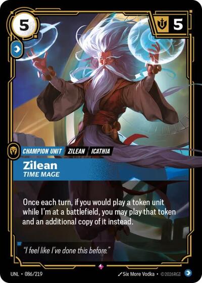 Zilean - Time Mage (UNL) #086/219 Rare (Foil Near Mint) Unleashed Riftbound: League of Legends Trading Card Game: 2026