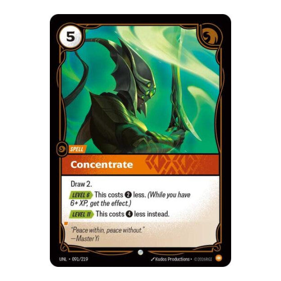 Concentrate (UNL) #091/219 Common Unleashed Riftbound: League of Legends Trading Card Game: 2026