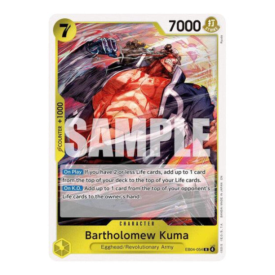 Bartholomew Kuma EB04 054 (OP15-EB04) #EB04-054 Rare (Foil Near Mint) Adventure on Kami's Island One Piece Card Game: 2026