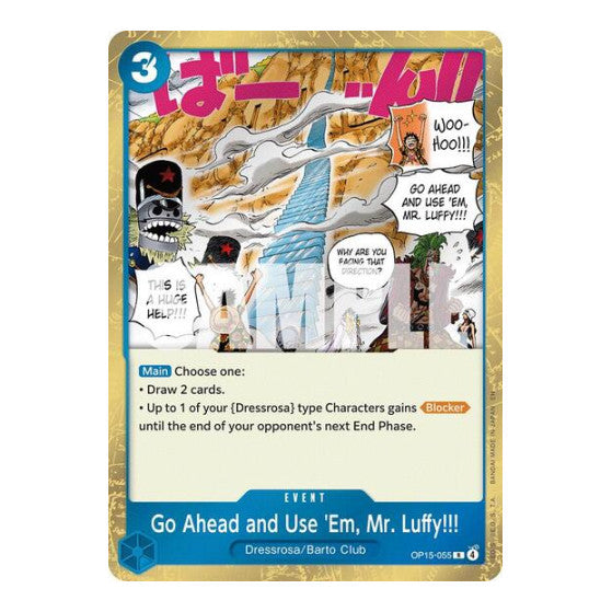 Go Ahead and Use 'Em, Mr. Luffy!!! (OP15-EB04) #OP15-055 Rare (Foil Near Mint) Adventure on Kami's Island One Piece Card Game: 2026