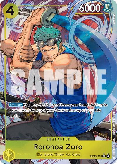 Roronoa Zoro OP15 113 Alternate Art (OP15-EB04) #OP15-113 Secret Rare (Foil Near Mint) Adventure on Kami's Island One Piece Card Game: 2026
