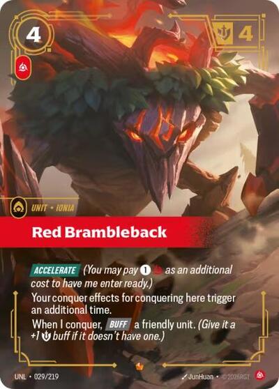 Red Brambleback (UNL) #029/219 Epic (Foil Near Mint) Unleashed Riftbound: League of Legends Trading Card Game: 2026