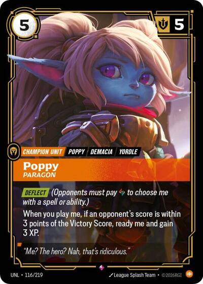 Poppy - Paragon (UNL) #116/219 Rare (Foil Near Mint) Unleashed Riftbound: League of Legends Trading Card Game: 2026