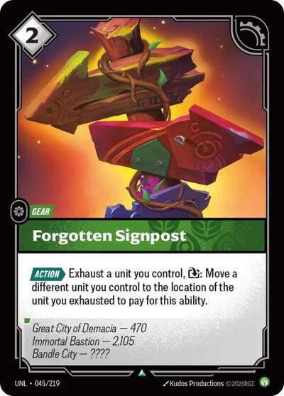 Forgotten Signpost (UNL) #045/219 Common (Near Mint) Unleashed Riftbound: League of Legends Trading Card Game: 2026