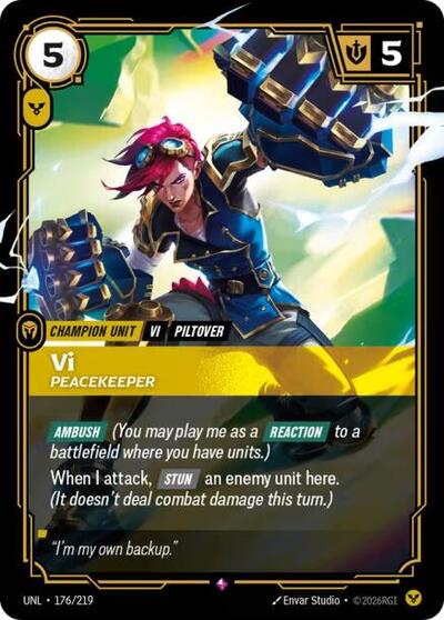 Vi - Peacekeeper (UNL) #176/219 Rare (Foil Near Mint) Unleashed Riftbound: League of Legends Trading Card Game: 2026