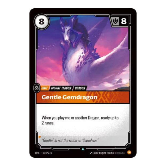 Gentle Gemdragon (UNL) #104/219 Uncommon Unleashed Riftbound: League of Legends Trading Card Game: 2026