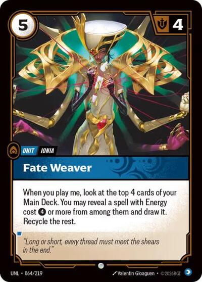 2026 Riftbound League of Legends Trading Card Game: Unleashed (UNL) - Fate Weaver (#064/219, Common)