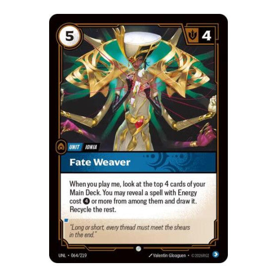Fate Weaver (UNL) #064/219 Common Unleashed Riftbound: League of Legends Trading Card Game: 2026