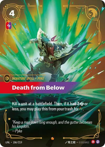 Death from Below (UNL) #186/219 Epic (Foil Near Mint) Unleashed Riftbound: League of Legends Trading Card Game: 2026