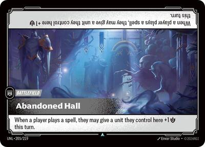 Abandoned Hall (UNL) #205/219 Uncommon Unleashed Riftbound: League of Legends Trading Card Game: 2026