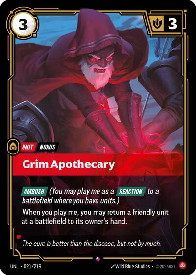 Grim Apothecary (UNL) #021/219 Rare (Foil Near Mint) Unleashed Riftbound: League of Legends Trading Card Game: 2026