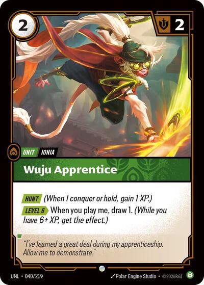 2026 Riftbound League of Legends Trading Card Game: Unleashed (UNL) - Wuju Apprentice (#040/219, Common) (Foil, Near Mint)