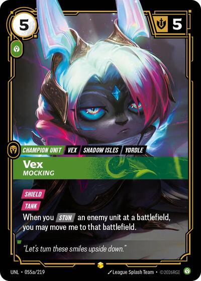 Vex - Mocking (Alternate Art) (UNL) #055a/219 Showcase (Foil Near Mint) Unleashed Riftbound: League of Legends Trading Card Game: 2026