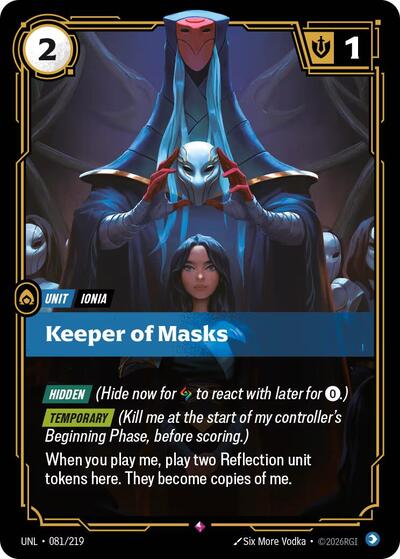Keeper of Masks (UNL) #081/219 Rare (Foil Near Mint) Unleashed Riftbound: League of Legends Trading Card Game: 2026