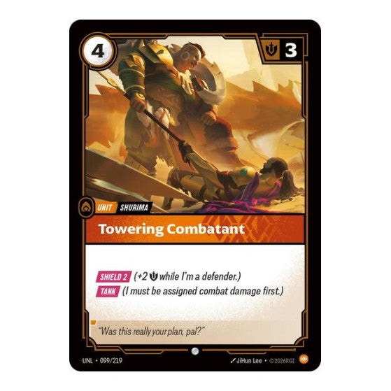 Towering Combatant (UNL) #099/219 Common Unleashed Riftbound: League of Legends Trading Card Game: 2026