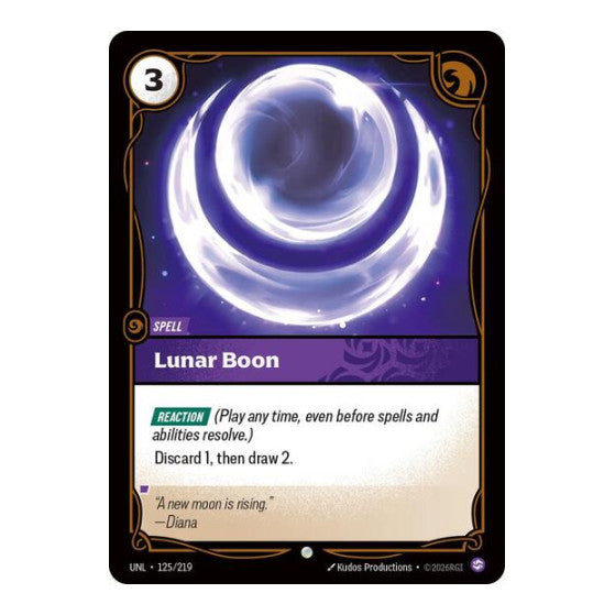 Lunar Boon (UNL) #125/219 Common Unleashed Riftbound: League of Legends Trading Card Game: 2026
