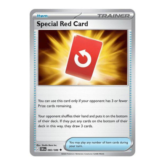 Special Red Card - 082/086 (CRI) #082/086 Uncommon (Reverse Holofoil Near Mint) ME04: Chaos Rising Pokemon: 2026