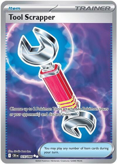 Tool Scrapper (CRI) #115/086 Ultra Rare (Holofoil Near Mint) ME04: Chaos Rising Pokemon: 2026