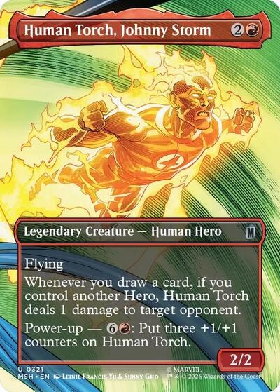 Human Torch Johnny Storm Borderless (MSH) #321 Uncommon (Lightly Played) Marvel Super Heroes Magic: The Gathering: 2026