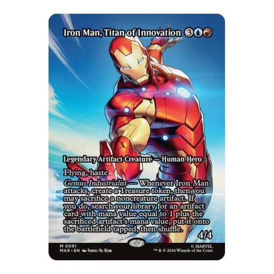 Iron Man, Titan of Innovation (Borderless) (MAR) #91 Mythic Rare (Near Mint) Marvel Universe Eternal-Legal Magic: The Gathering: 2025