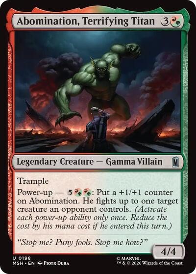 Abomination, Terrifying Titan (MSH) #198 Uncommon (Lightly Played) Marvel Super Heroes Magic: The Gathering: 2026