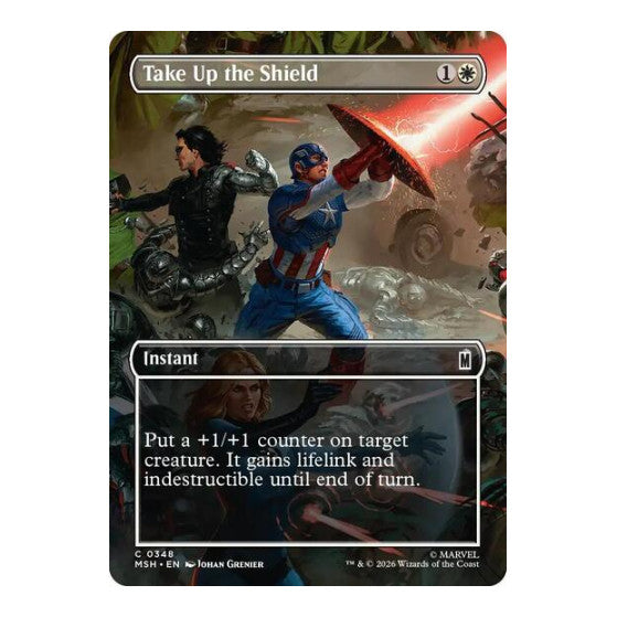 Take Up the Shield (Borderless) (MSH) #348 Common (Lightly Played) Marvel Super Heroes Magic: The Gathering: 2026