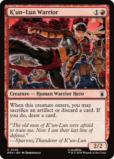 K'un-Lun Warrior (MSH) #140 Common (Foil Near Mint) Marvel Super Heroes Magic: The Gathering: 2026