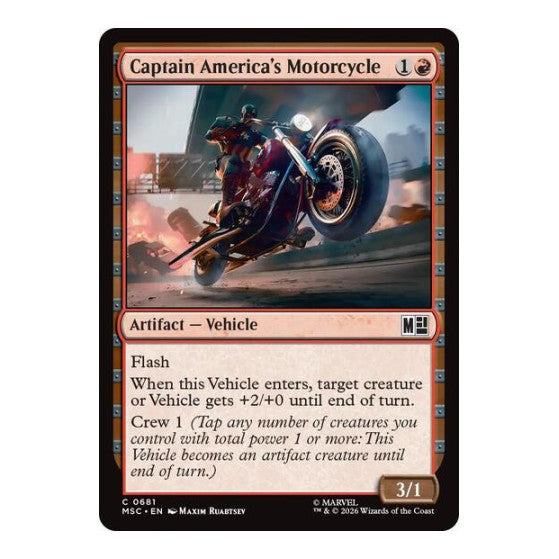 Captain America's Motorcycle (MSC) #681 Common (Foil Lightly Played) Commander: Marvel Super Heroes Magic: The Gathering: 2026