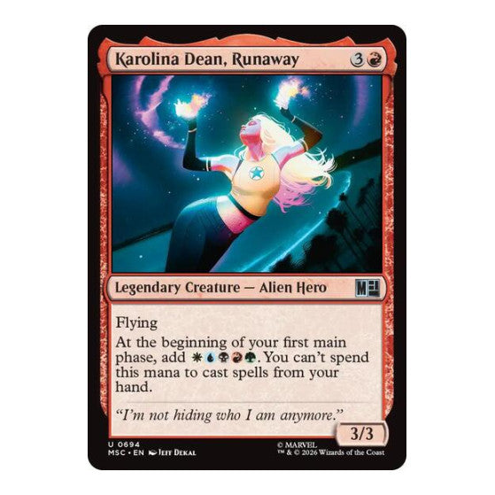 Karolina Dean, Runaway (MSC) #694 Uncommon (Foil Near Mint) Commander: Marvel Super Heroes Magic: The Gathering: 2026