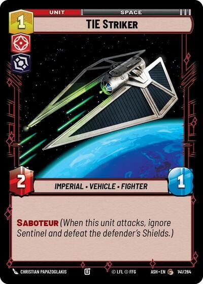 TIE Striker (ASH) #141/264 Common (Near Mint) Ashes of the Empire Star Wars: Unlimited: 2026