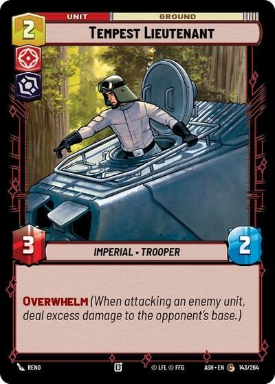 Tempest Lieutenant (ASH) #143/264 Common (Near Mint) Ashes of the Empire Star Wars: Unlimited: 2026