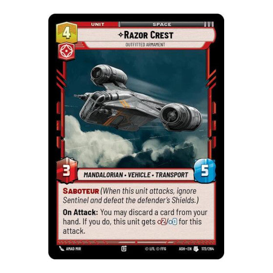 Razor Crest Outfitted Armament (ASH) #172/264 Uncommon (Near Mint) Ashes of the Empire Star Wars: Unlimited: 2026