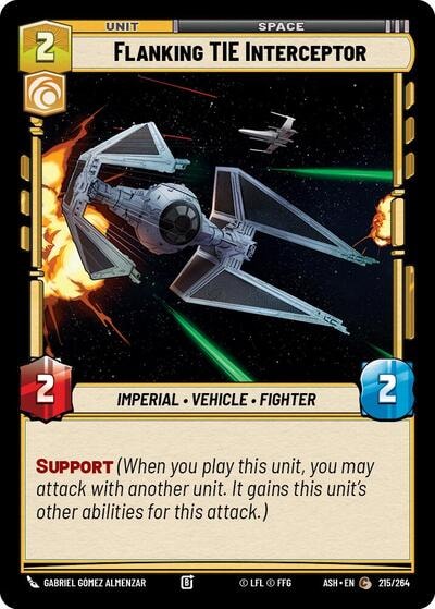 Flanking TIE Interceptor (ASH) #215/264 Common (Near Mint) Ashes of the Empire Star Wars: Unlimited: 2026