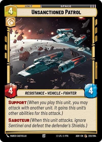 Unsanctioned Patrol (ASH) #222/264 Common (Near Mint) Ashes of the Empire Star Wars: Unlimited: 2026