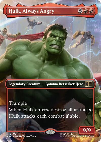 Hulk, Always Angry (Borderless) (MSC) #502 Rare (Lightly Played) Commander: Marvel Super Heroes Magic: The Gathering: 2026