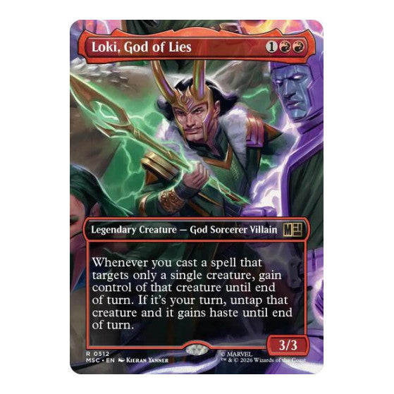 Loki, God of Lies (Borderless) (MSC) #512 Rare (Near Mint) Commander: Marvel Super Heroes Magic: The Gathering: 2026