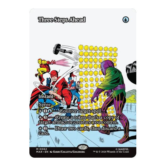 Three Steps Ahead (Borderless) (MAR) #62 Mythic Rare (Foil Near Mint) Marvel Universe Eternal-Legal Magic: The Gathering: 2025