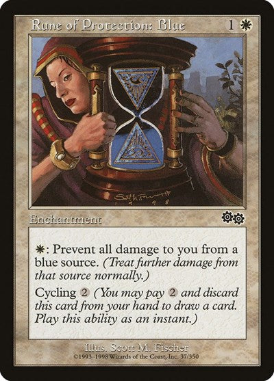Rune of Protection Blue (USG) #37 Common (Moderately Played) Urza's Saga Magic: The Gathering: 1998
