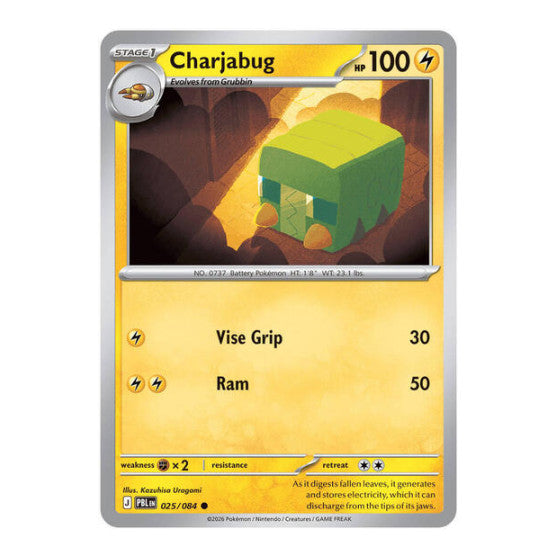 Charjabug (PBL) #025/084 Common (Reverse Holofoil Lightly Played) ME05: Pitch Black Pokemon: 2026