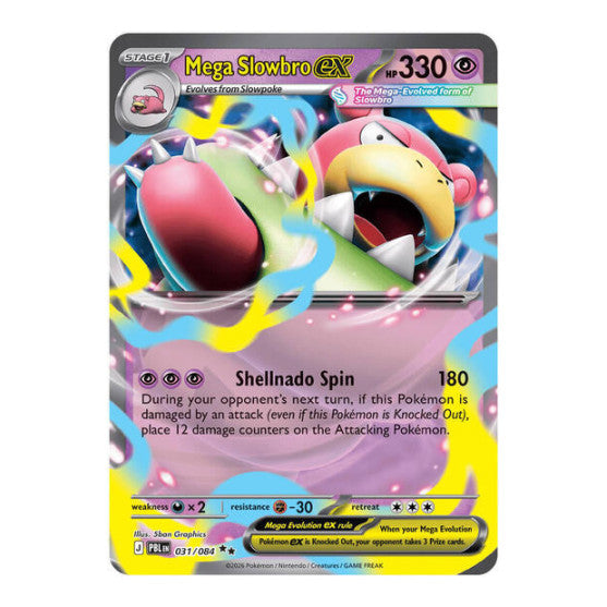 Mega Slowbro ex (PBL) #031/084 Double Rare (Holofoil Near Mint) ME05: Pitch Black Pokemon: 2026