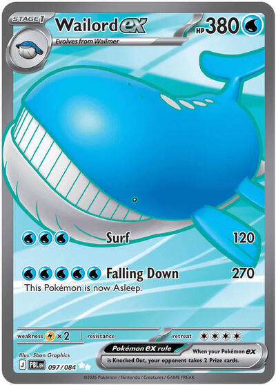 Wailord ex 097 084 (PBL) #097/084 Ultra Rare (Holofoil Near Mint) ME05: Pitch Black Pokemon: 2026