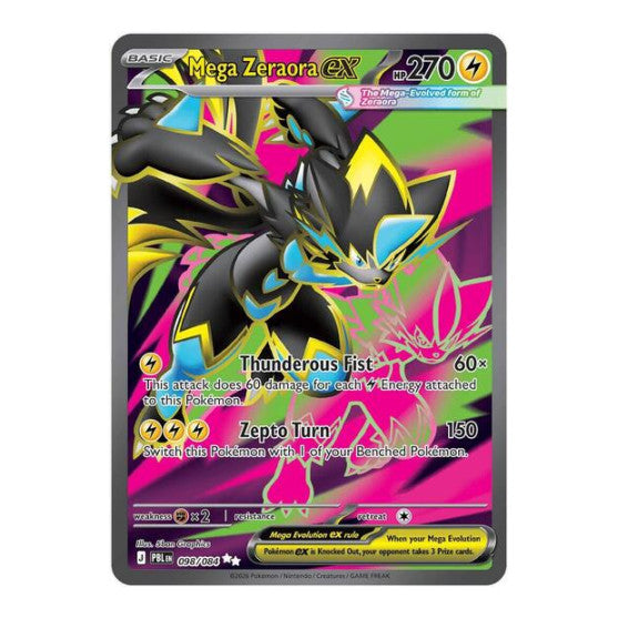 Mega Zeraora ex - 098/084 (PBL) #098/084 Ultra Rare (Holofoil Near Mint) ME05: Pitch Black Pokemon: 2026